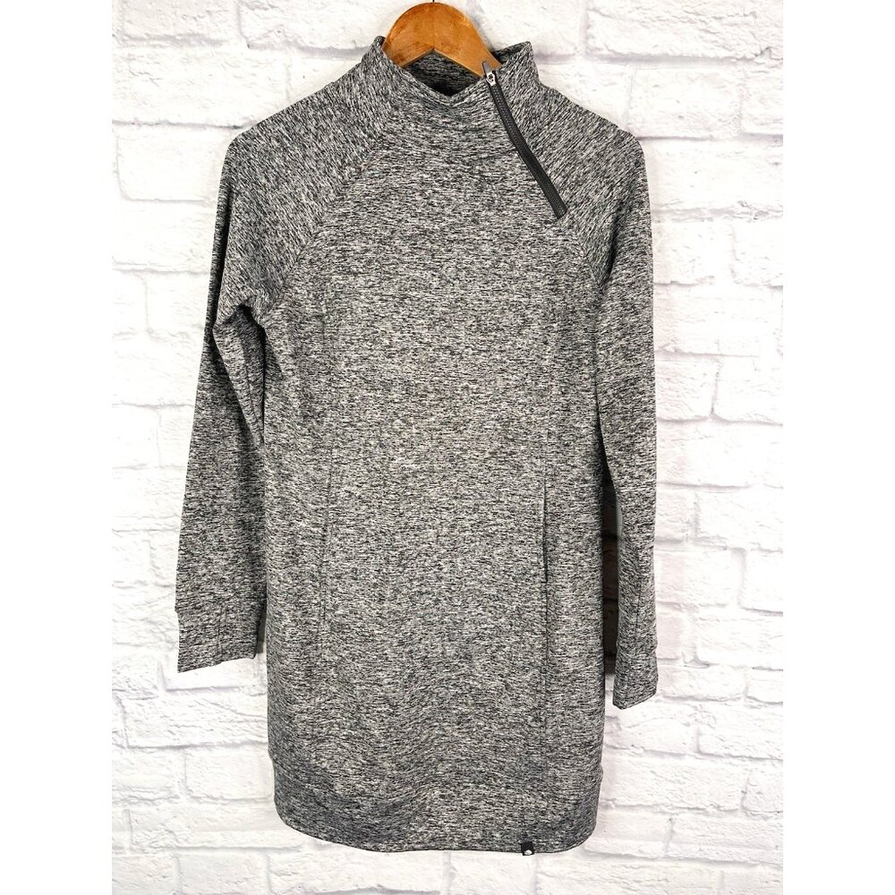 SONEVEN Women's Black Heather High Neck Sweatshirt Fleece Tunic Dress NWT M
